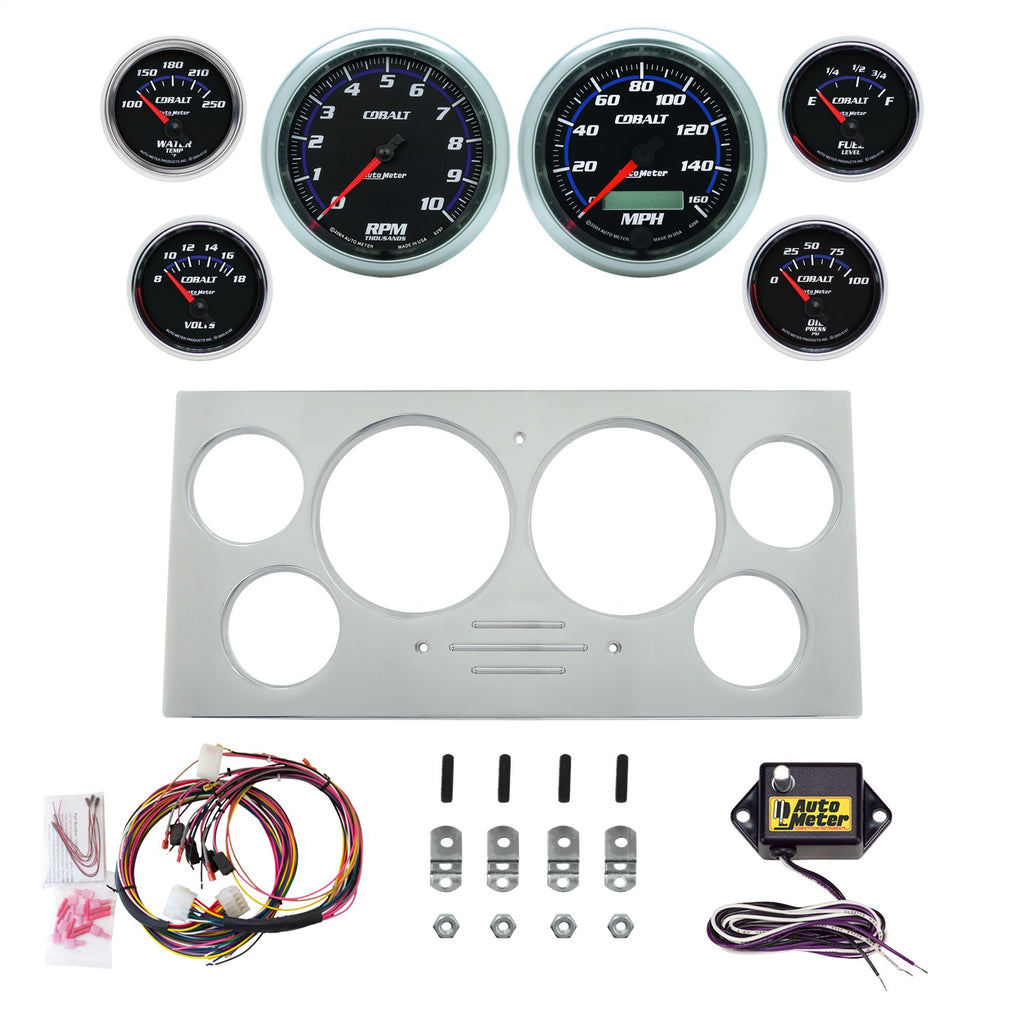 AutoMeter Cobalt 73-79 Ford Truck Direct-Fit Billet Panel/Gauge Kit - 3-3/8in. (x2) & 2-1/16in. (x4) (2967-05)