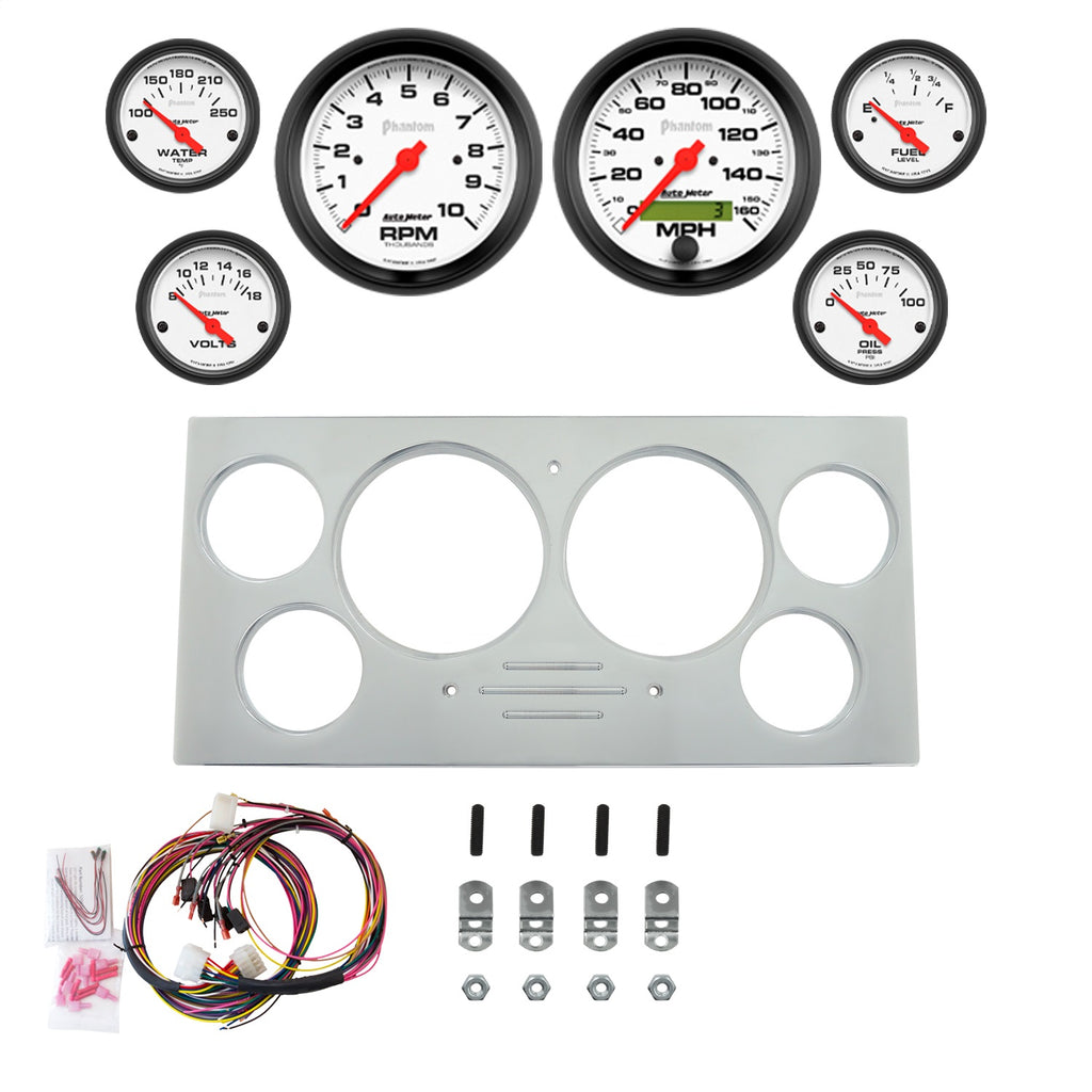 AutoMeter Phantom 73-79 Ford Truck Billet Panel/Gauge Kit Super - 3-3/8in. (x2) & 2-1/16in. (x4) (2967-09)