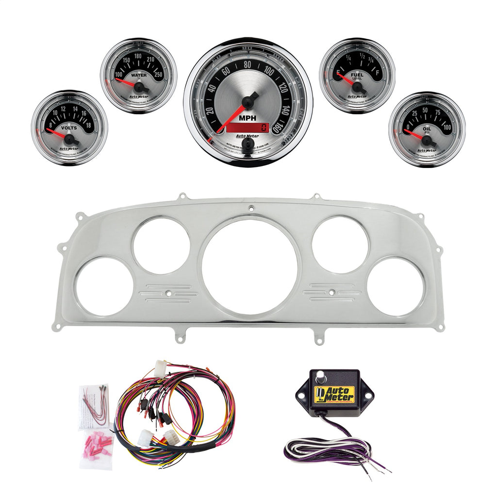 AutoMeter American Muscle 1959 Ford Galaxie Billet Panel/Gauge Kit - 3-3/8in. (x1) & 2-1/16in. (x4) (2969-01)