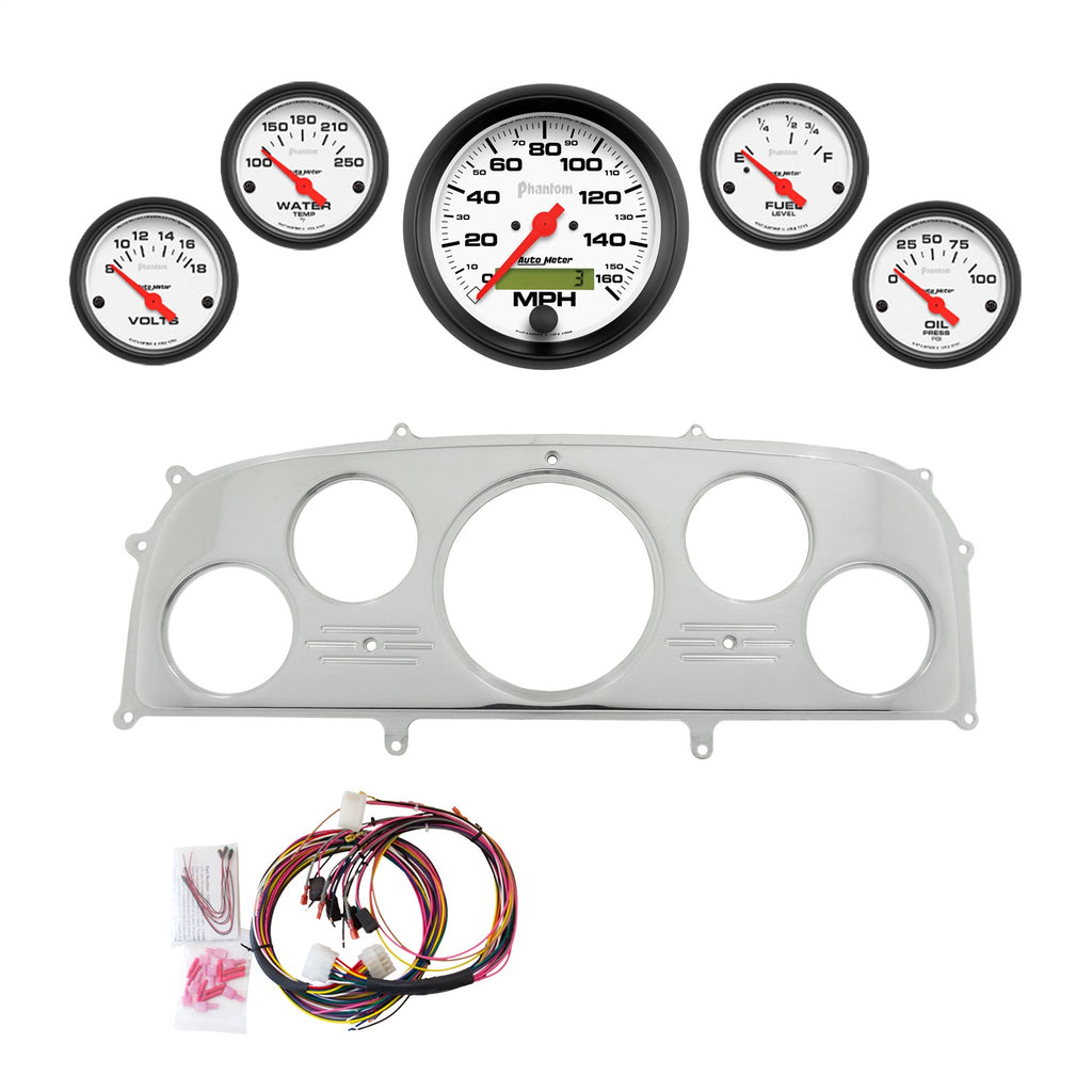 AutoMeter Phantom 1959 Ford Galaxie Billet Panel/Gauge Kit - 3-3/8in. (x1) & 2-1/16in. (x4) (2969-09)