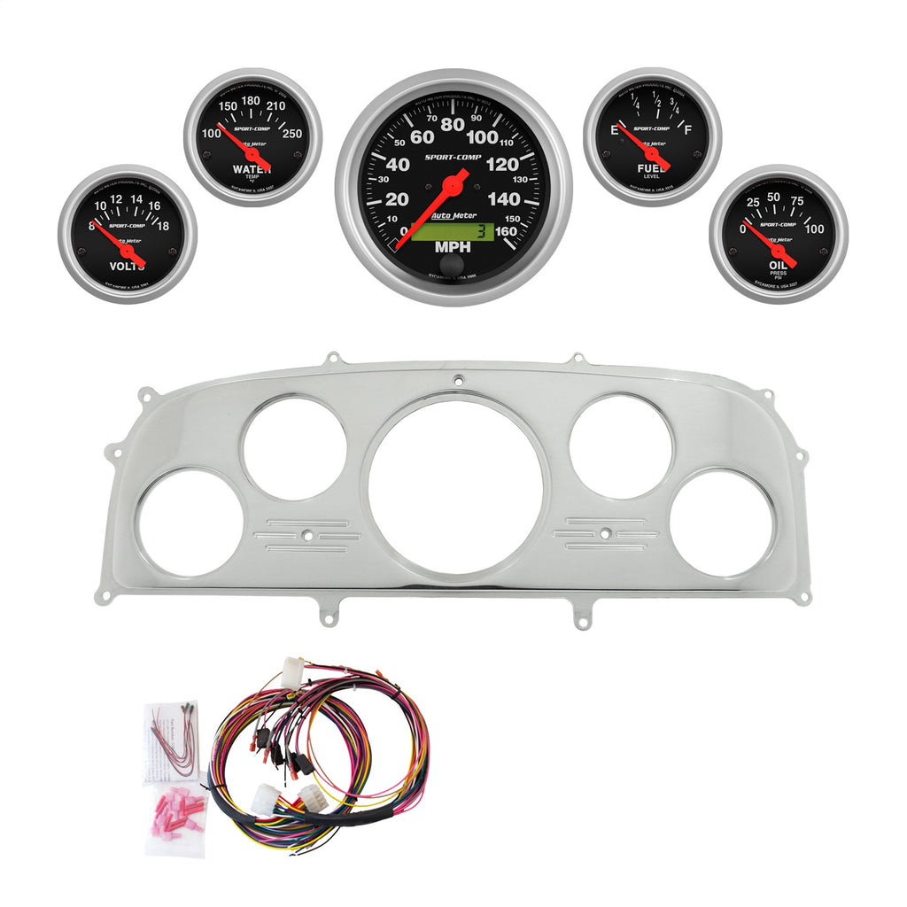 AutoMeter Sport-Comp 1959 Ford Galaxie Billet Panel/Gauge Kit - 3-3/8in. (x1) & 2-1/16in. (x4) (2969-11)