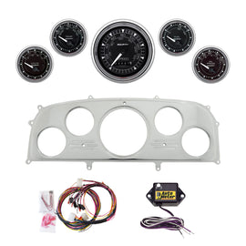 AutoMeter Chrono Chrome 1959 Ford Galaxie Billet Panel/Gauge Kit - 3-3/8in. (x1) & 2-1/16in. (x4) (2969-15)