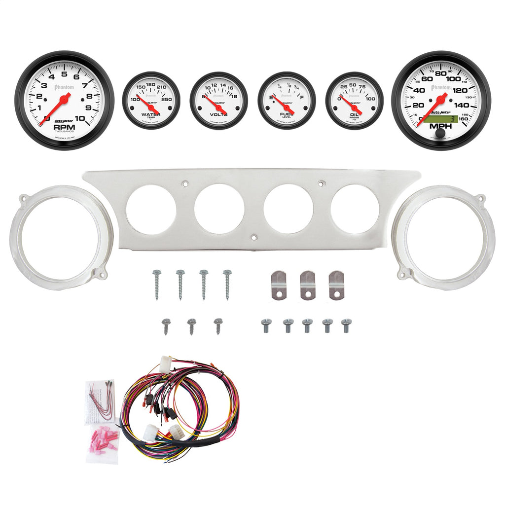 AutoMeter Phantom 63-64 Ford Galaxie Billet Panel/Gauge Kit - 3-3/8in. (x2) & 2-1/16in. (x4) (2970-09)