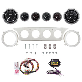 AutoMeter Chrono Chrome 63-64 Ford Galaxie Billet Panel/Gauge Kit - 3-3/8in. (x2) & 2-1/16in. (x4) (2970-15)