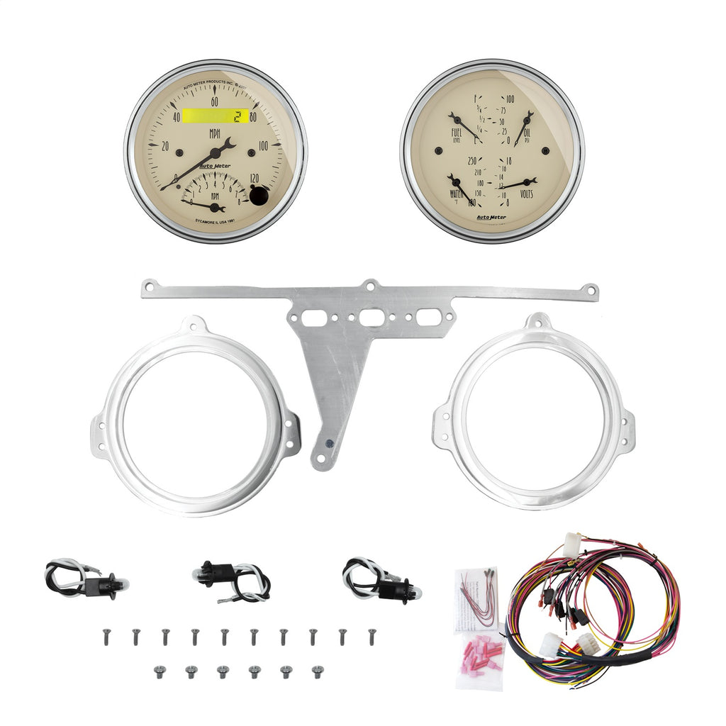 AutoMeter Antique Beige 66-67 Ford Falcon Direct-Fit Billet Panel/Gauge Kit - 3-3/8in. (x2) (2971-02)