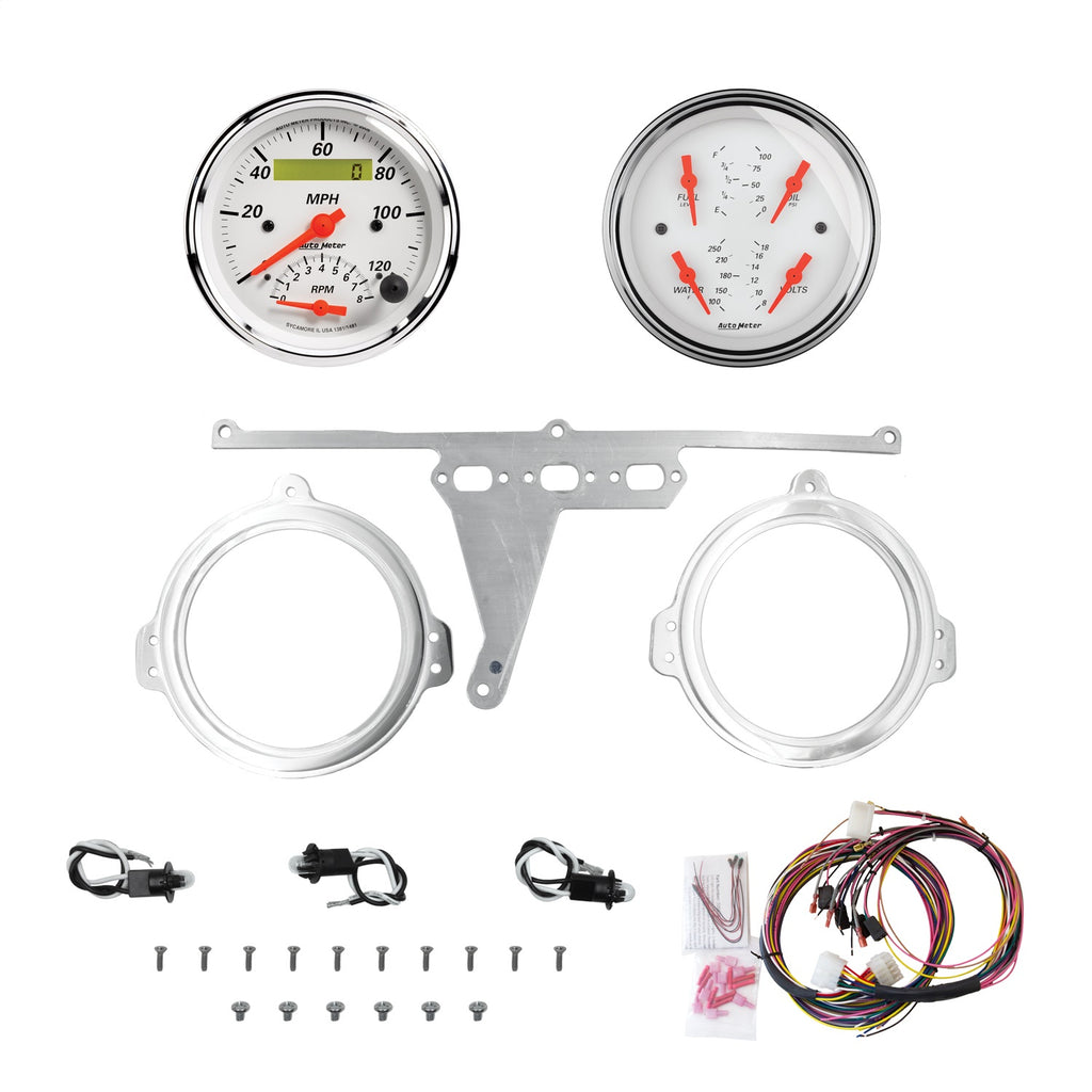 AutoMeter Arctic White 66-67 Ford Falcon Direct-Fit Billet Panel/Gauge Kit - 3-3/8in. (x2) (2971-03)