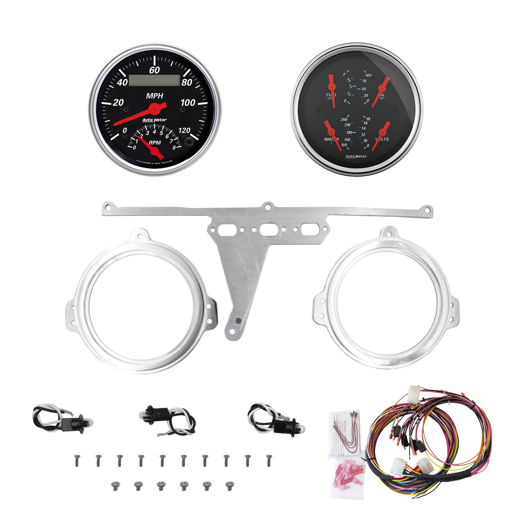 AutoMeter Designer Black 66-67 Ford Falcon Direct-Fit Billet Panel/Gauge Kit - 3-3/8in. (x2) (2971-06)