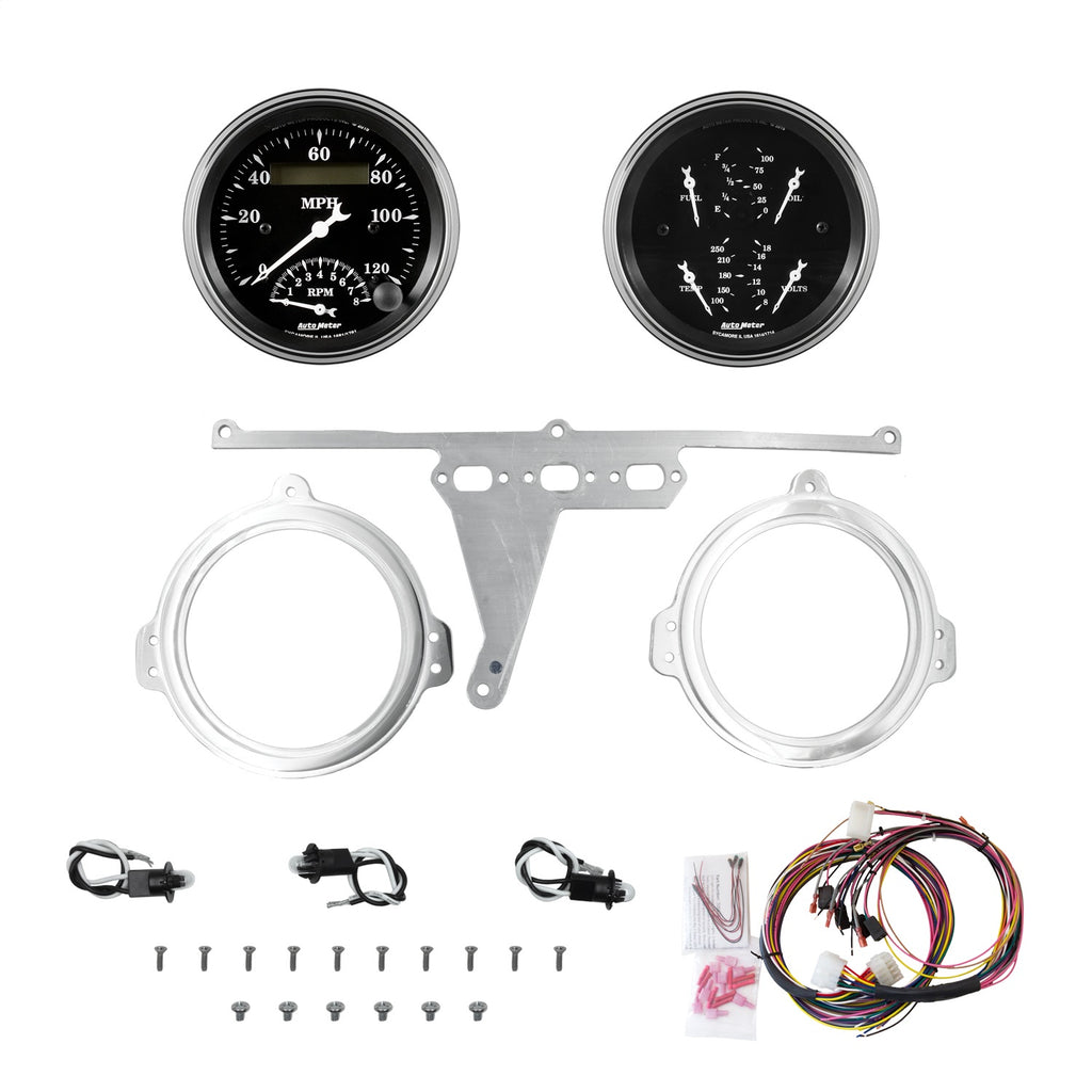 AutoMeter Old Tyme Black 66-67 Ford Falcon Direct-Fit Billet Panel/Gauge Kit - 3-3/8in. (x2) (2971-07)