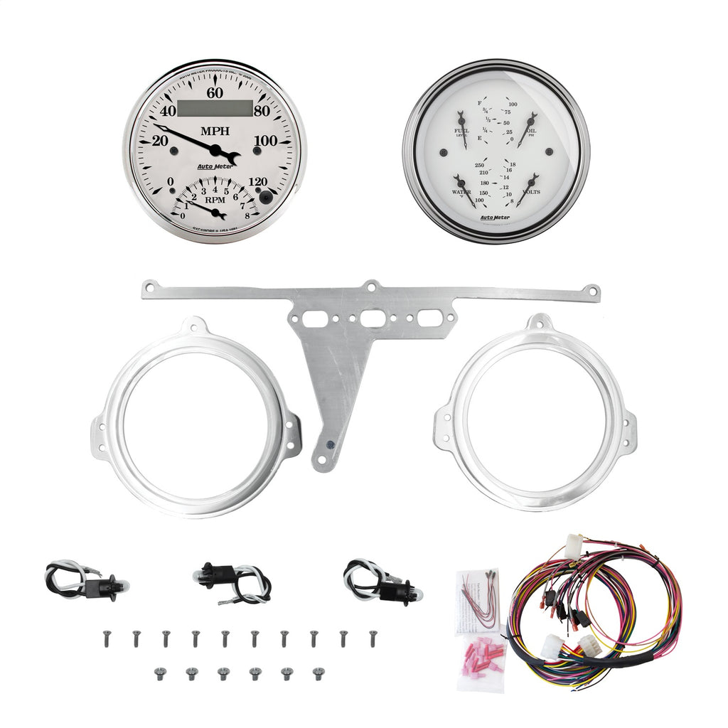 AutoMeter Old Tyme White 66-67 Ford Falcon Direct-Fit Billet Panel/Gauge Kit - 3-3/8in. (x2) (2971-08)