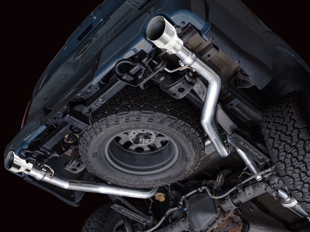AWE Tuning 0FG Resonated Catback for '21+ Ford F-150 Tremor (With Bumper Cutouts) - Chrome Silver Tips (3015-32402)
