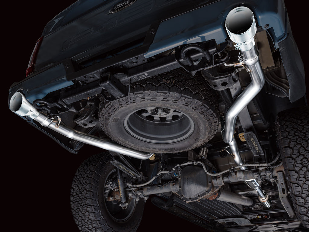 AWE Tuning 0FG Resonated Catback for '21+ Ford F-150 Tremor (With Bumper Cutouts) - Chrome Silver Tips (3015-32402)