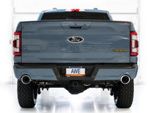 Load image into Gallery viewer, AWE Tuning 0FG Resonated Catback for '21+ Ford F-150 Tremor (With Bumper Cutouts) - Chrome Silver Tips (3015-32402)