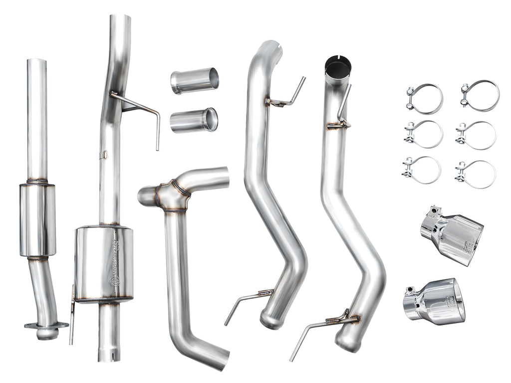 AWE Tuning 0FG Resonated Catback for '21+ Ford F-150 Tremor (With Bumper Cutouts) - Chrome Silver Tips (3015-32402)