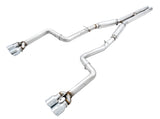 AWE Track Edition Exhaust for 15+ Challenger 6.4 / 6.2 SC - Chrome Silver Quad Tips (3015-42136)