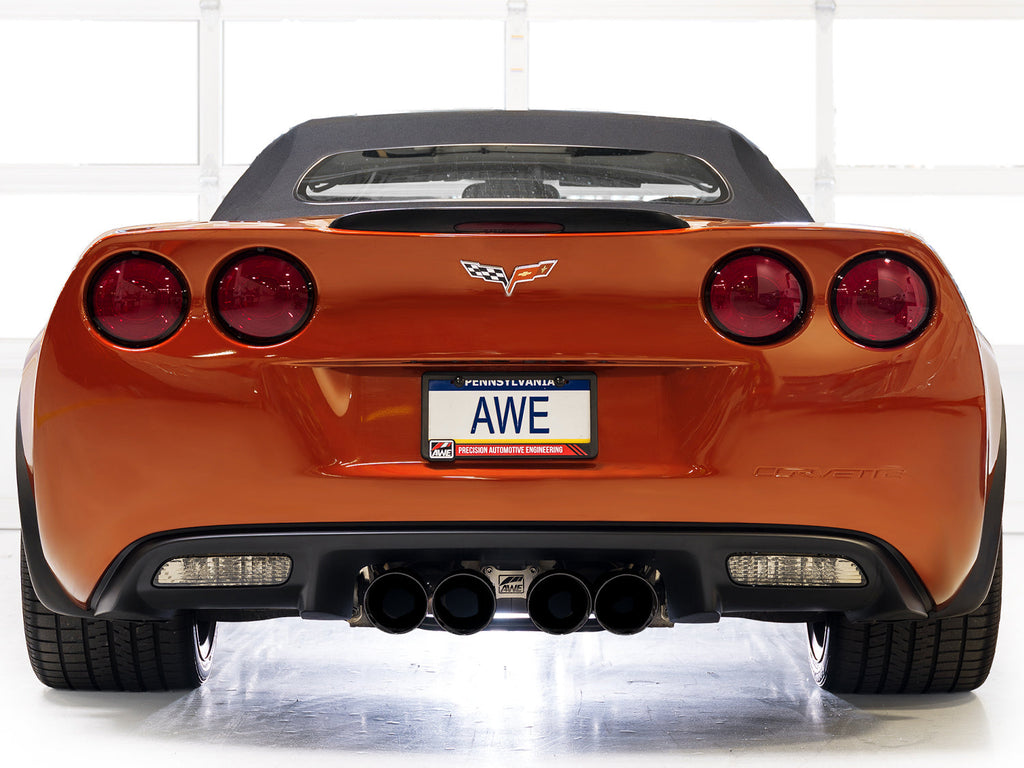 AWE Tuning Touring Edition Axleback Exhaust for C6 Chevrolet Corvette 6.0L (2005-2007) and 6.2L (2008) - Diamond Black Tips (3015-43660)