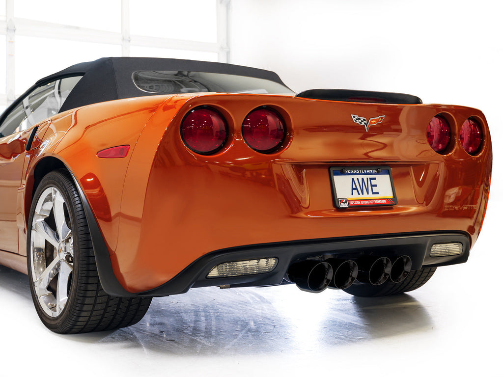AWE Tuning Touring Edition Axleback Exhaust for C6 Chevrolet Corvette 6.0L (2005-2007) and 6.2L (2008) - Diamond Black Tips (3015-43660)