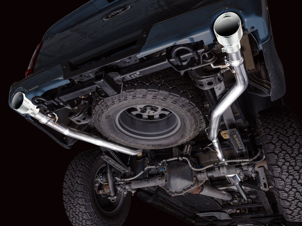 AWE Tuning 0FG Non-Resonated Catback for '21+ Ford F-150 Tremor (With Bumper Cutouts) - Chrome Silver Tips (3020-32402)