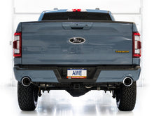 Load image into Gallery viewer, AWE Tuning 0FG Non-Resonated Catback for '21+ Ford F-150 Tremor (With Bumper Cutouts) - Chrome Silver Tips (3020-32402)