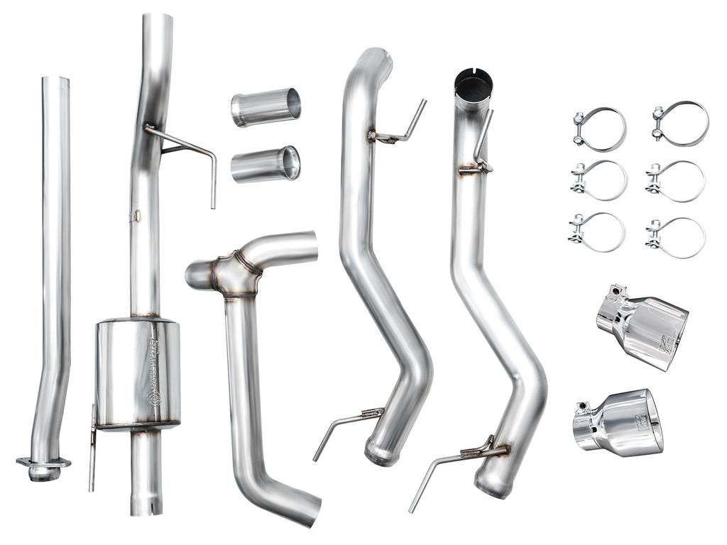 AWE Tuning 0FG Non-Resonated Catback for '21+ Ford F-150 Tremor (With Bumper Cutouts) - Chrome Silver Tips (3020-32402)