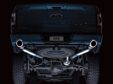 Load image into Gallery viewer, AWE Tuning 0FG Non-Resonated Catback for '21+ Ford F-150 Tremor (With Bumper Cutouts) - Chrome Silver Tips (3020-32402)