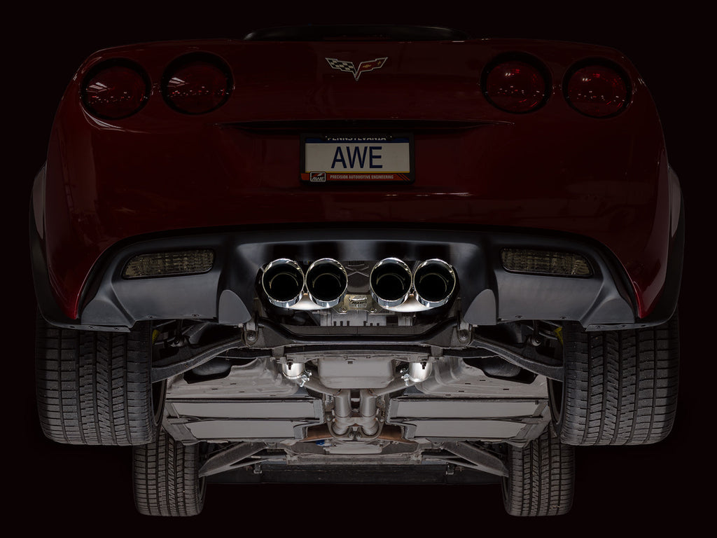 AWE Tuning Track Edition Axleback Exhaust for C6 Chevrolet Corvette 6.0L (2005-2007) and 6.2L (2008) - Chrome Silver Tips (3020-42660)