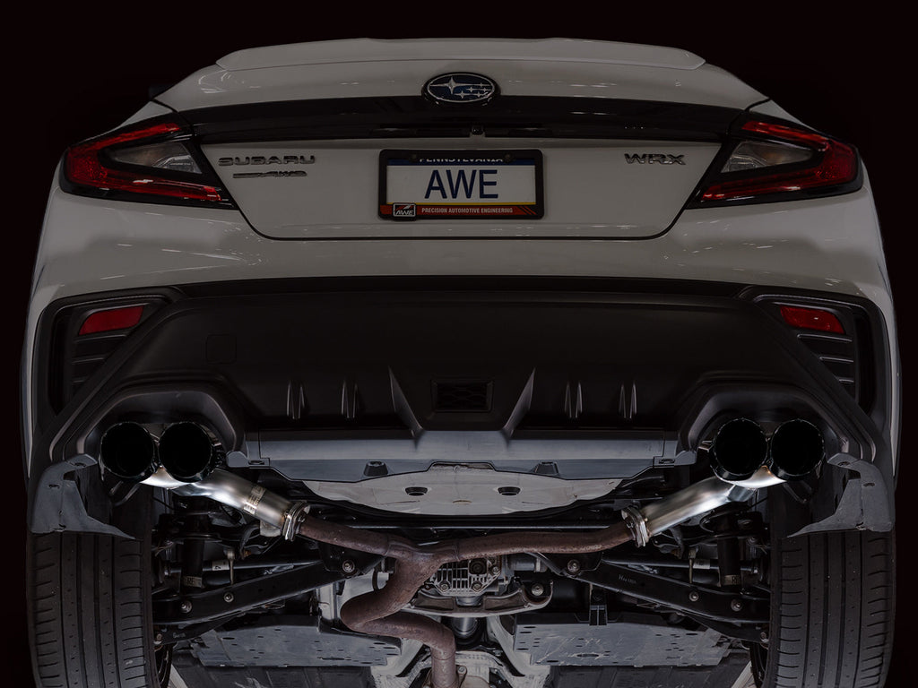 AWE Tuning Track Edition Axleback Exhaust for VB Subaru WRX - Diamond Black Tips (3020-43424)