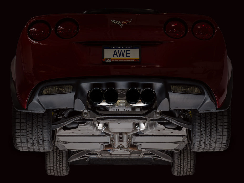 AWE Tuning Track Edition Axleback Exhaust for C6 Chevrolet Corvette 6.0L (2005-2007) and 6.2L (2008) - Diamond Black Tips (3020-43660)