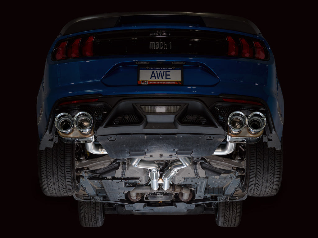 AWE Tuning SwitchPath Exhaust for Ford Mustang S550 Mach1 - Quad Chrome Silver Tip (3025-42551)