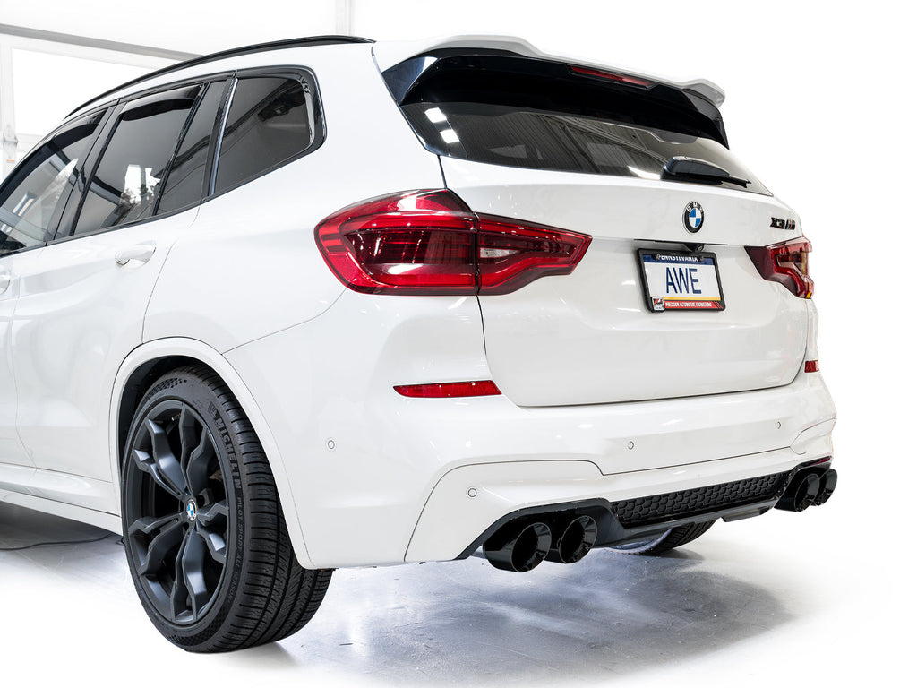 AWE Tuning Valved SwitchPath Axleback Exhaust for BMW F97 X3 M / F98 X4 M - Diamond Black Tips (3025-43301)