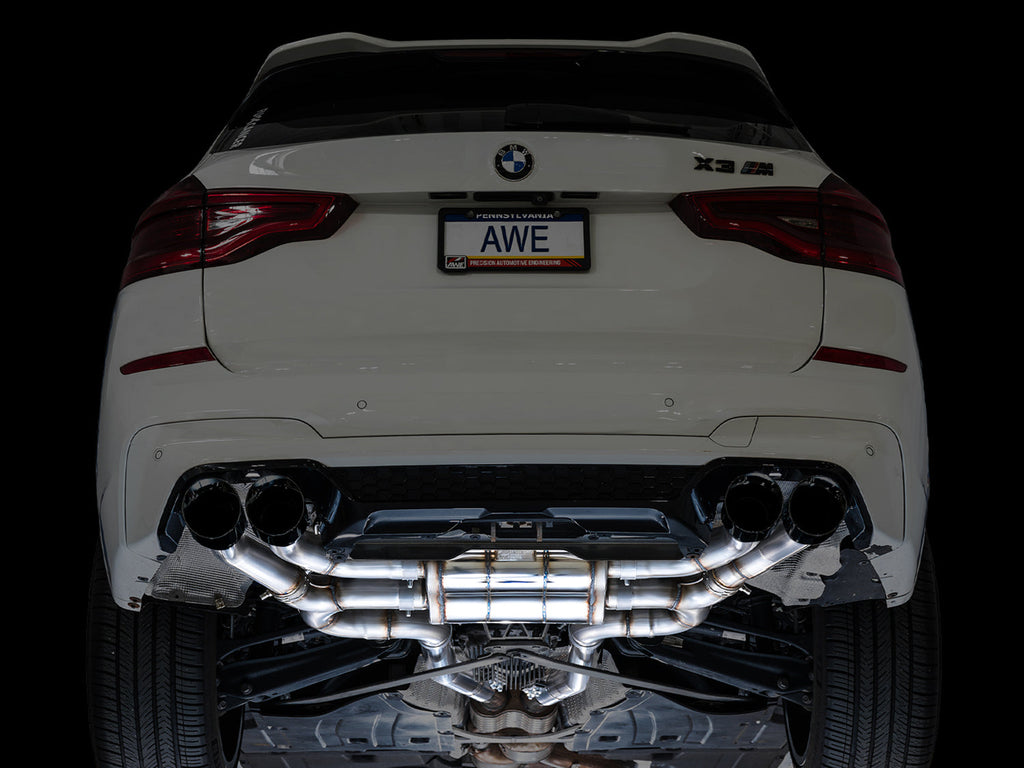 AWE Tuning Valved SwitchPath Axleback Exhaust for BMW F97 X3 M / F98 X4 M - Diamond Black Tips (3025-43301)