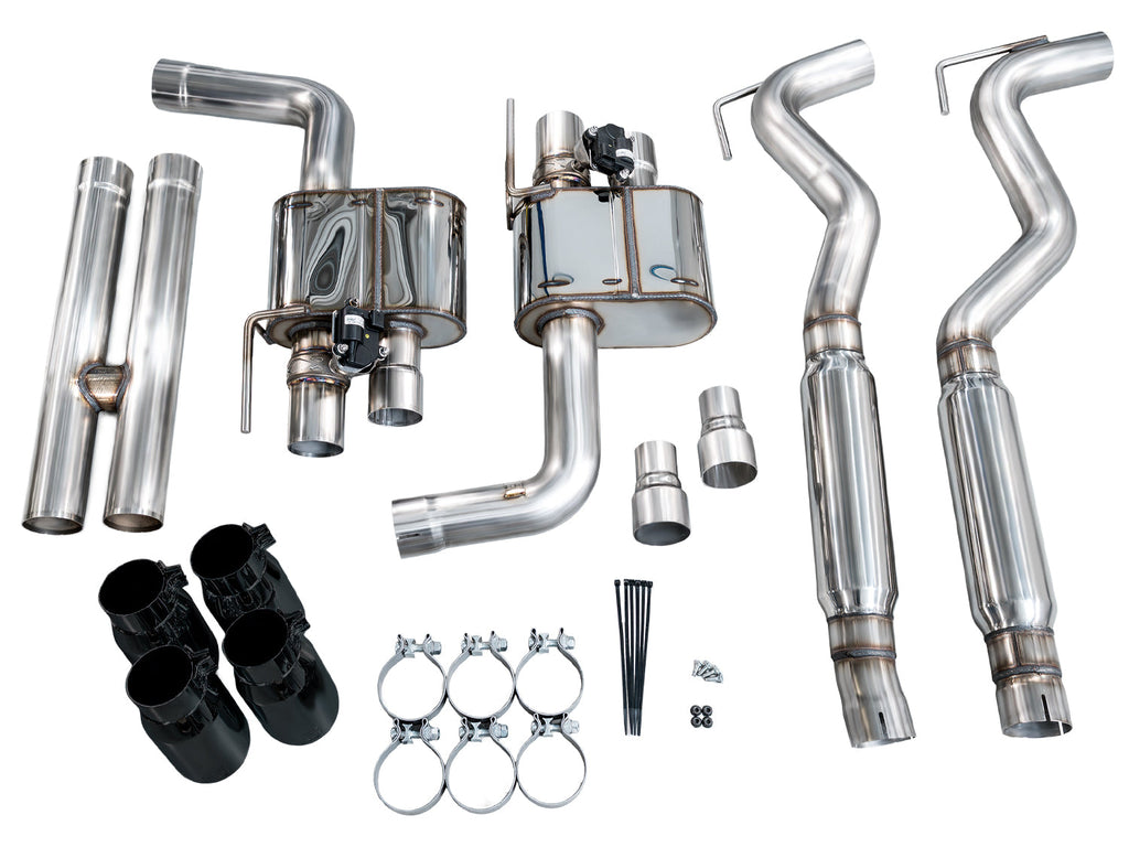 AWE Tuning SwitchPath Cat-back Exhaust for '18-'23 S550 Mustang GT - Quad Diamond Black Tips (3025-43550)