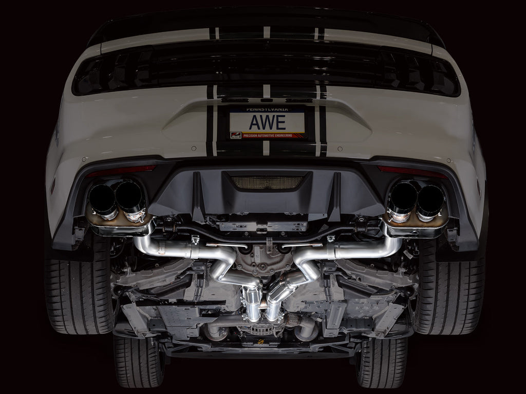 AWE Tuning SwitchPath Cat-back Exhaust for '18-'23 S550 Mustang GT - Quad Diamond Black Tips (3025-43550)