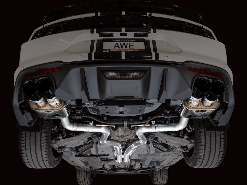 AWE Tuning SwitchPath Cat-back Exhaust for '18-'23 S550 Mustang GT - Quad Diamond Black Tips (3025-43550)