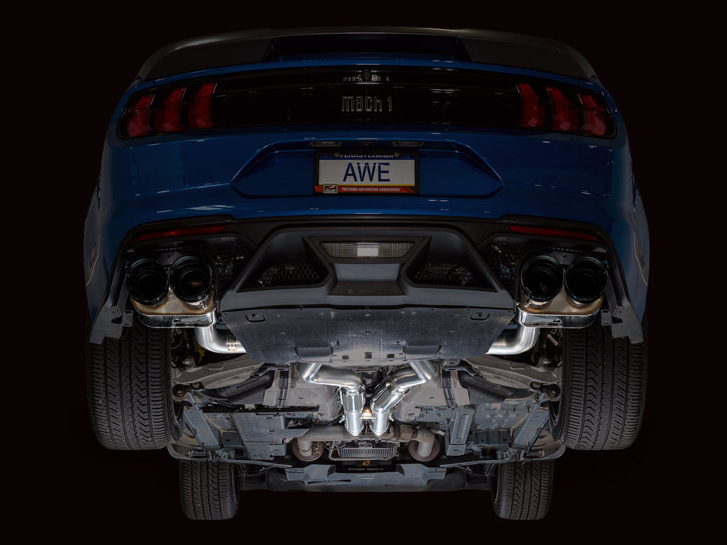 AWE Tuning SwitchPath Exhaust for Ford Mustang S550 Mach1 - Quad Diamond Black Tips (3025-43551)