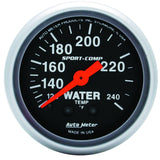 AutoMeter 2-1/16in 120-240 Degree F Mechanical Water Temp Sport-Comp Gauge w/ 12ft Tubing (3333)