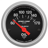 AutoMeter Sport-Comp 52mm 60-170 Degree Short Sweep Electronic Oil Temperature Gauge (3348-M)