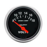 AutoMeter Sport-Comp 52mm 8-18 Volt Electronic Voltmeter Gauge (3391)