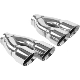 MagnaFlow Tip Stainless Double Wall Round Dual Outlet Polish 3in DIA 2.25in Inlet 9.75in Len (qty 2) (35229)