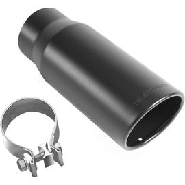 MagnaFlow Tip Stainless Black Coated Single Wall Round Single Outlet 5in Dia 3.5in Inlet 14.5in L (35237)