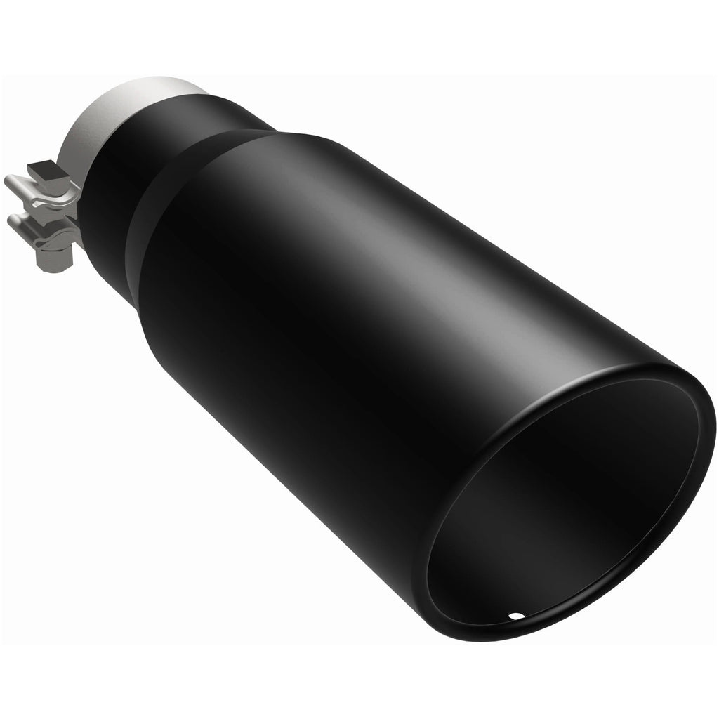 MagnaFlow Tip Stainless Black Coated Single Wall Round Single Outlet 5in Dia 3.5in Inlet 14.5in L (35237)