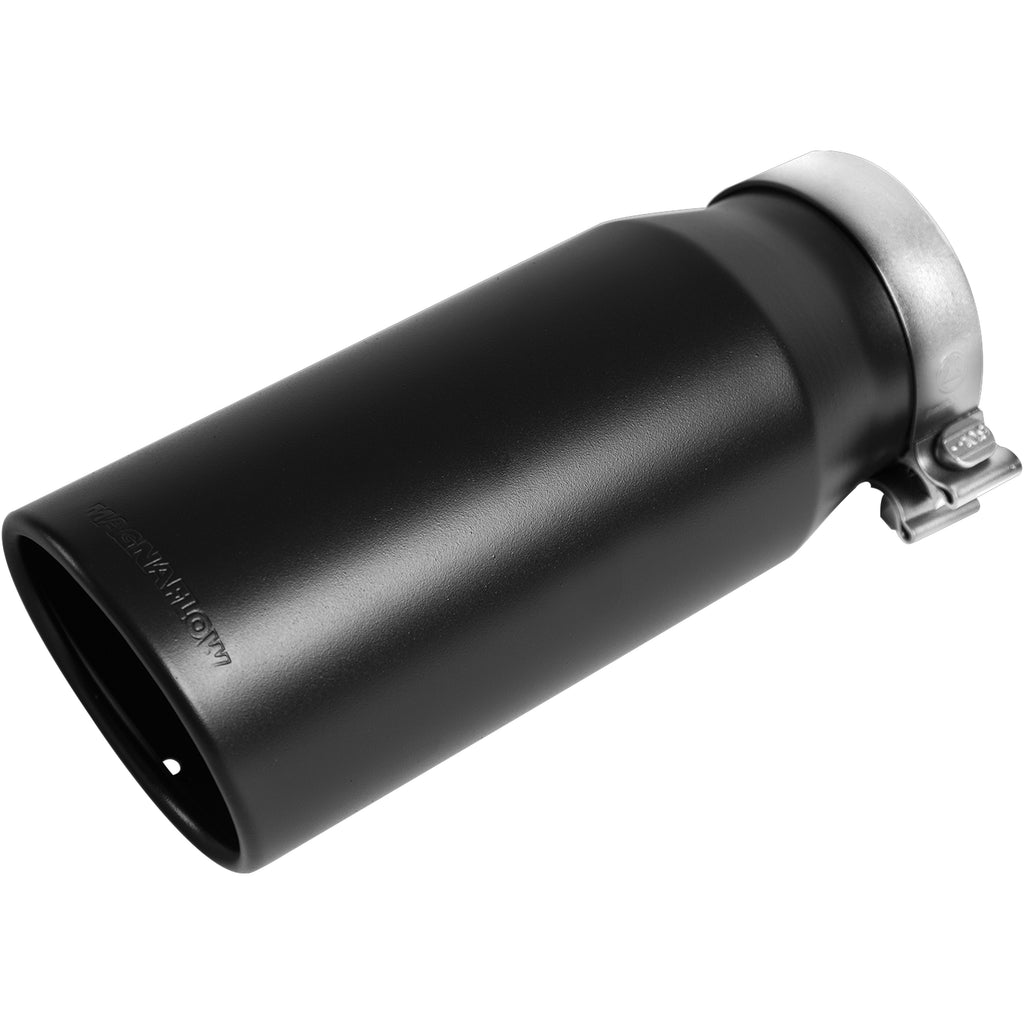 MagnaFlow Tip Stainless Black Coated Single Double Round Single Outlet 5in Dia 4in Inlet 13in L (35240)