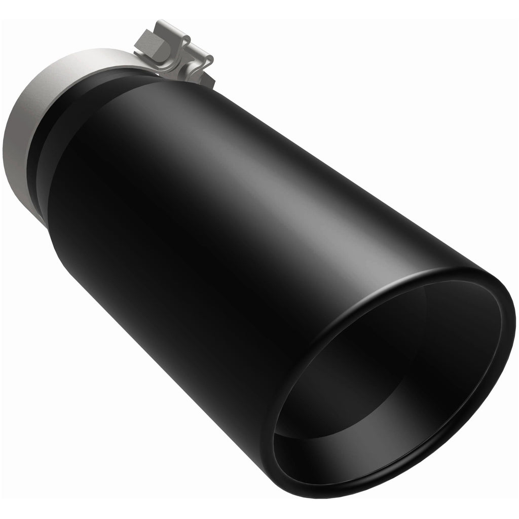 MagnaFlow Tip Stainless Black Coated Single Double Round Single Outlet 5in Dia 4in Inlet 13in L (35240)