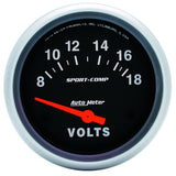 AutoMeter Sport-Comp 2 5/8in 8-18 Volt Short Sweep Electric Voltmeter Gauge (3592)