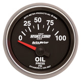 AutoMeter Sport-Comp II 52mm 0-100 PSI Short Sweep Electronic Oil Pressure Gauge (3627)