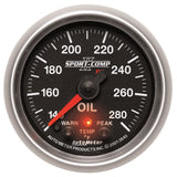 AutoMeter Sport-Comp II 52.4mm 140-280 Deg F Oil Temperature Peak and Warn w/ Electronic Control Gauge (3640)