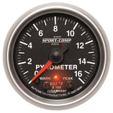 AutoMeter Sport-Comp II Full Sweep Electronic 0-1600 Deg F EGT/Pyrometer Peak and Warn w/ Elec Control (3646)