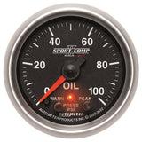 AutoMeter Sport-Comp II 52.4mm 0-100 PSI Oil Pressure Peak and Warn w/ Electronic Control Gauge (3652)