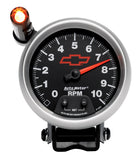 AutoMeter GM Red Bowtie Black 3-3/4in 0-10000 RPM Pedestal Mount Tachometer Quick-Lite (3690-00406)