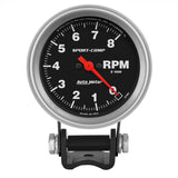 AutoMeter Standard 2-5/8in 8,000 RPM Pedestal Mount Tachometer Sport Comp (3708)