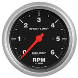 AutoMeter Sport-Comp 3-3/8in. 0-6K RPM In-Dash Tachometer Gauge (3996)